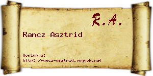 Rancz Asztrid névjegykártya